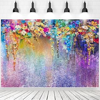 8x6ft Purple Abstract Flower Backdrop Watercolor Painting Photography Background for Wedding Bridal Shower Birthday Party Portrait Shooting Video Studio Props