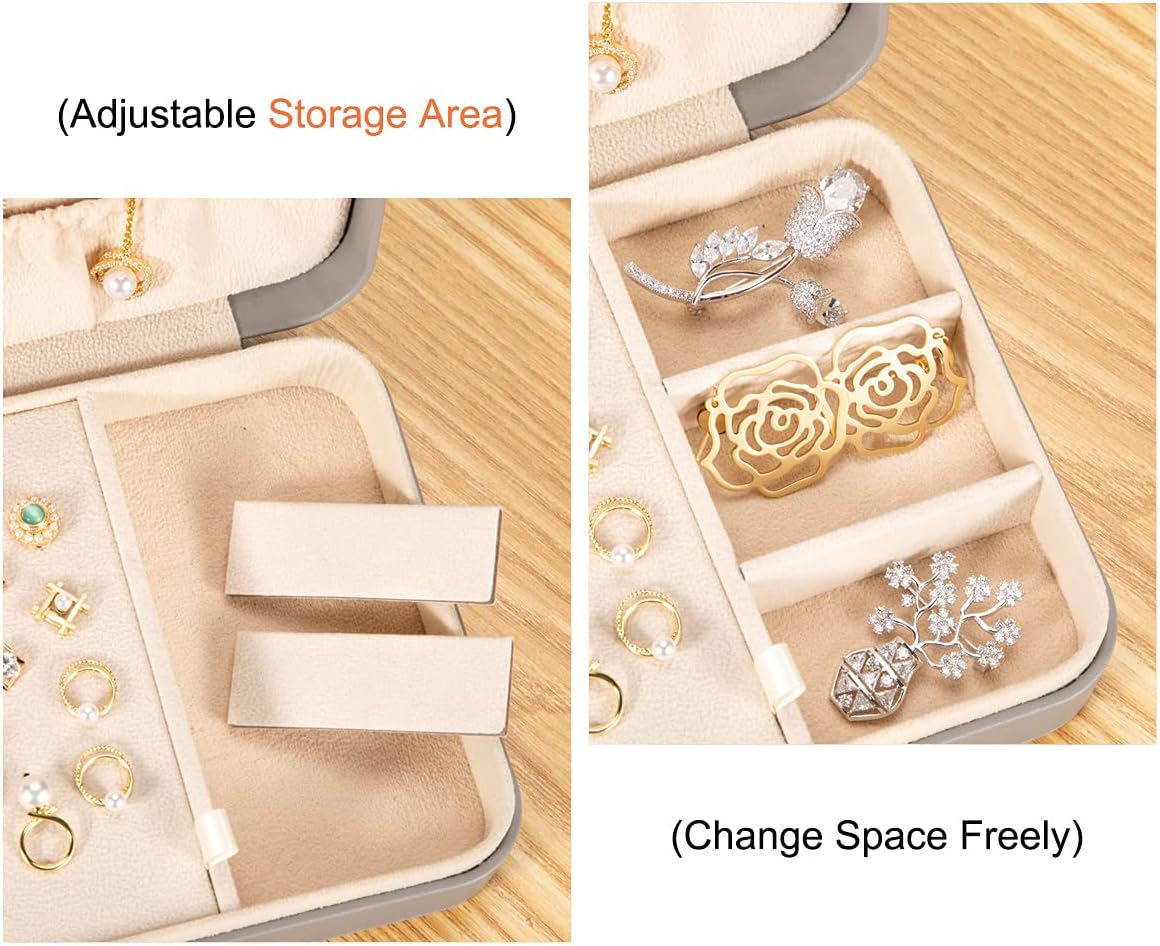 LANDICI Jewellery Box Small Jewellery Organiser for Women Girls PU Leather Travel Jewellery Storage Case - Image 4