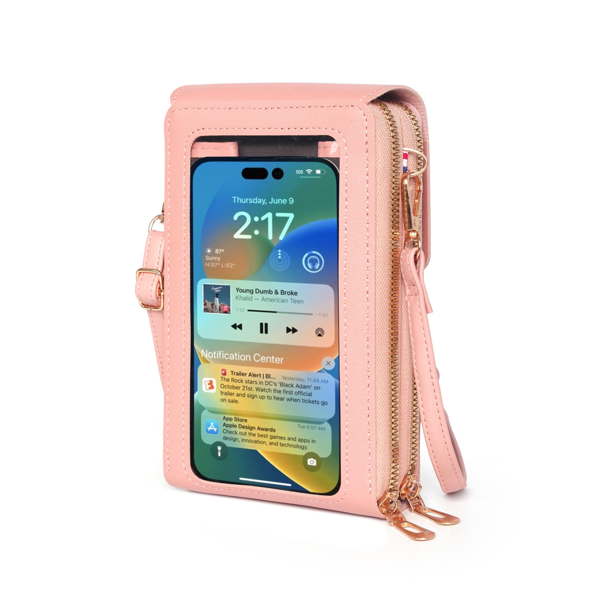 GEARONIC Women's Small Crossbody Bag, Pink-phone Wallet, Faux Leather, Sling Silhouette, Handbag, 7 x 4.5 x 1.6 in