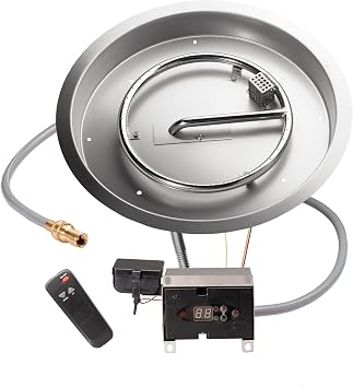 Celestial 19" Round Remote Control Fire Pit Burner Kit, Stainless Steel, Electronic Ignition, Natural Gas