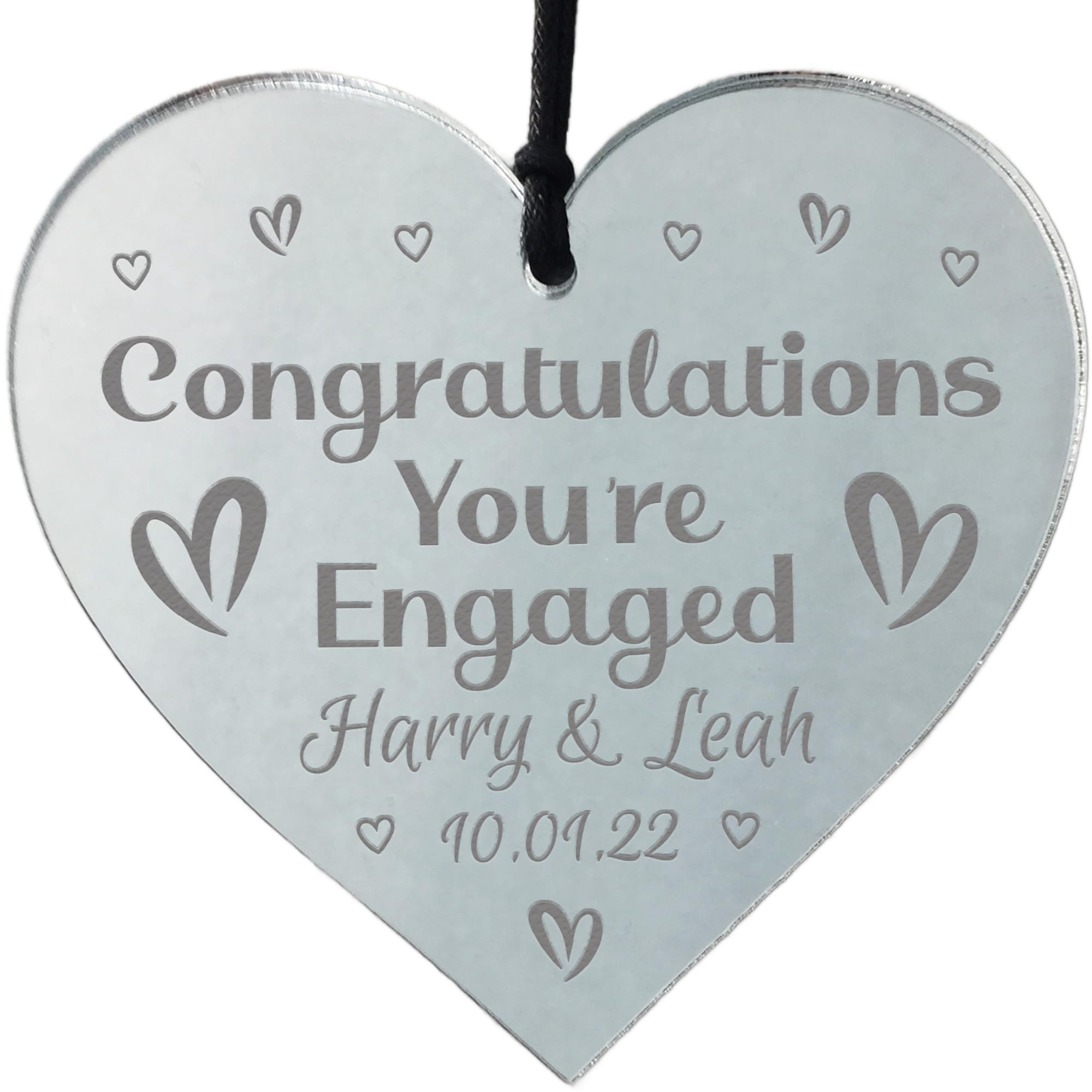 Congratulations Youre Engaged Gift For Couple Engraved Heart Personalised Gift For Him Her