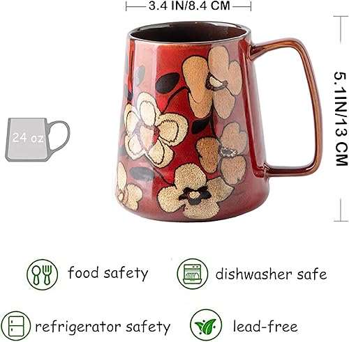 Miniatura 8 de Taza de café de cerámica de 24 onzas, taza grande de café con leche, taza de té para cacao, capuchino, latte, cereales, apta para lavavajillas,
