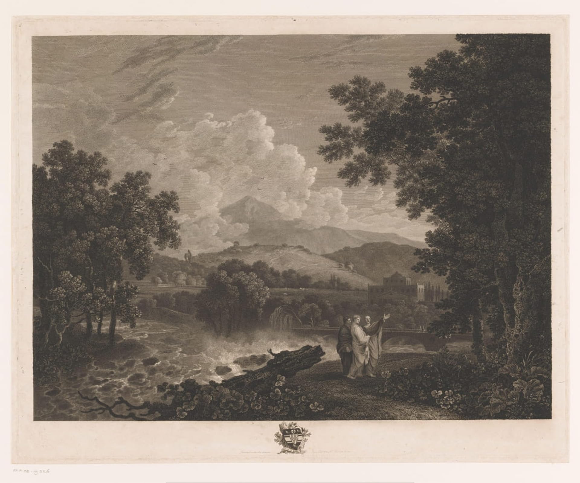 Posteriik No Frame Famous Print Pop Art Wall Art Graffiti Landscape With Cicero On The Bank Of A River Near His Villa By William Woollett Art Prints For Home Decor 60X90cm