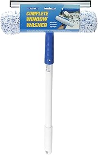 Ettore Complete Window Cleaner with 16 Pole-2 in 1 Combo Tool Squeegee, and 10-Inch Washer