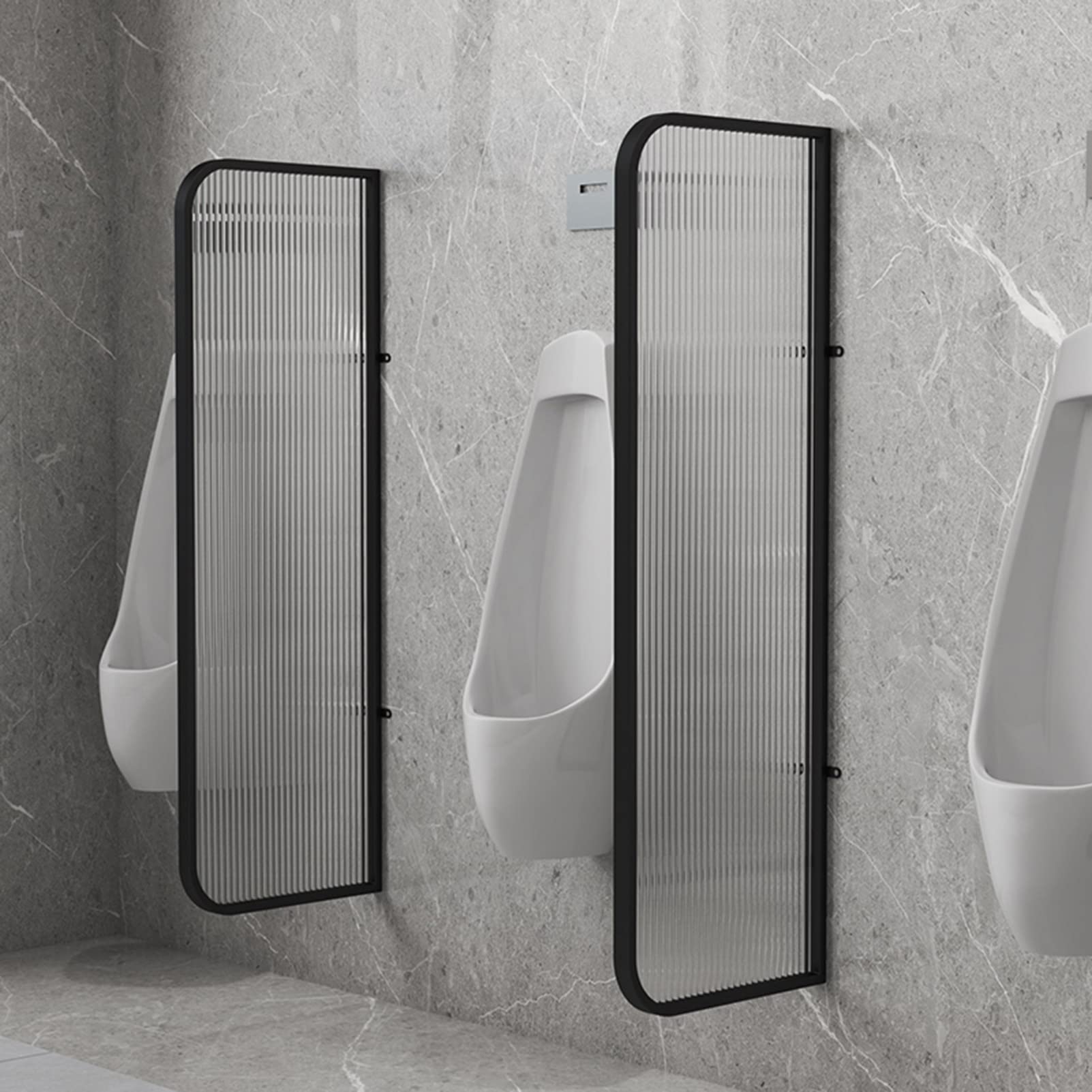 Divisor de pared para urinarios con paneles de vidrio translúcido para baños públicos