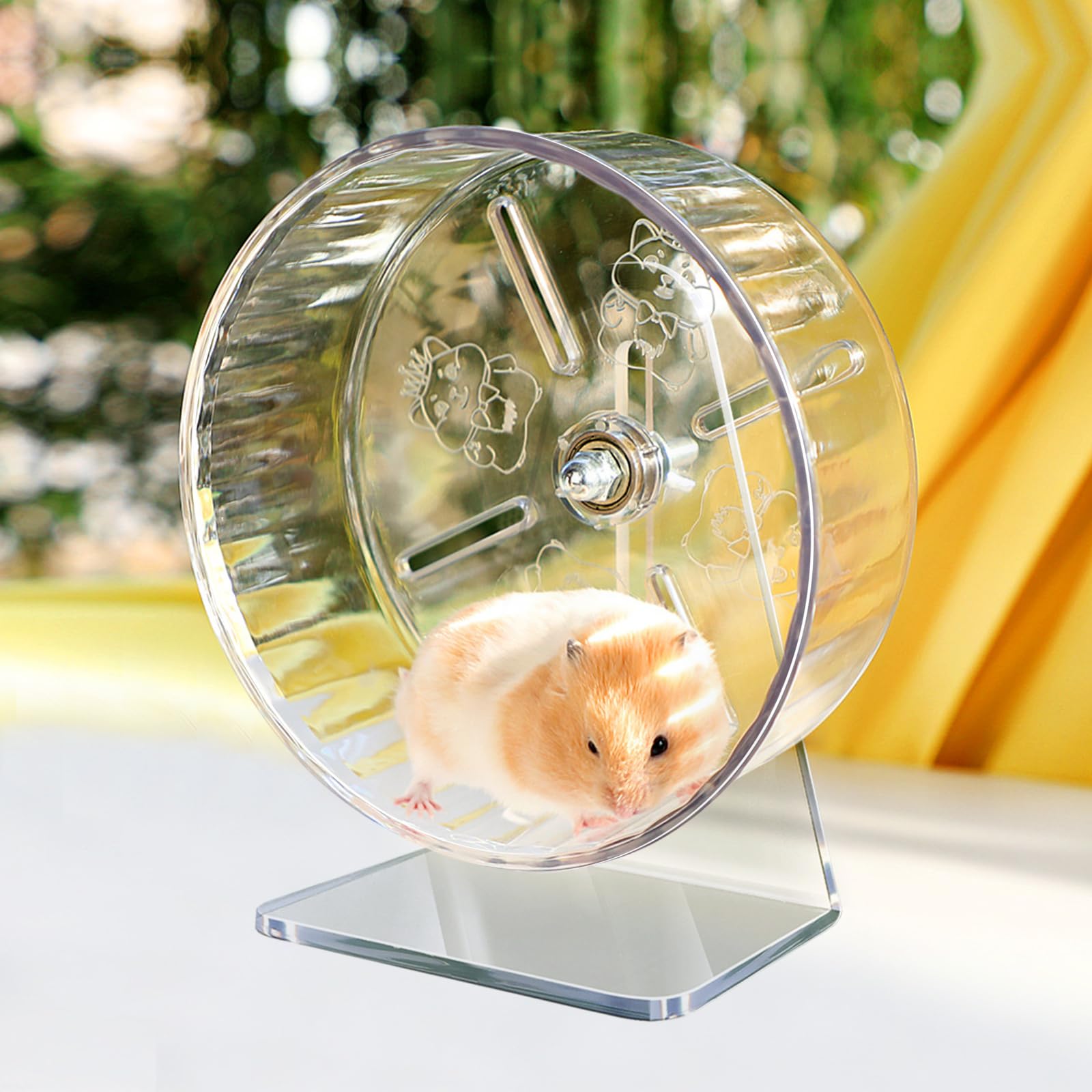 lazYYzal Rueda silenciosa para hámster, accesorios de ruedas de ejercicio para hámster, ruedas silenciosas, soporte ajustable para hámsteres, ratones u otros animales pequeños (8.3 pulgadas