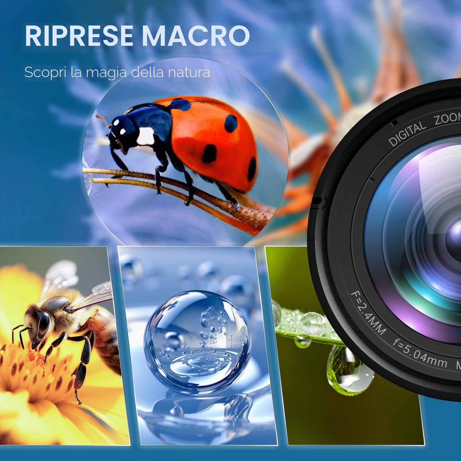 4K 56MP Cámara Digital, Cámara de Fotos con 180 ° Flip 3.5 "de Pantalla, 18X Zoom Digital Cámara compacta con Lente Gran Angular y Lente Macro, 32GB Tarjeta TF, WiFi Funcionalidad, Negro