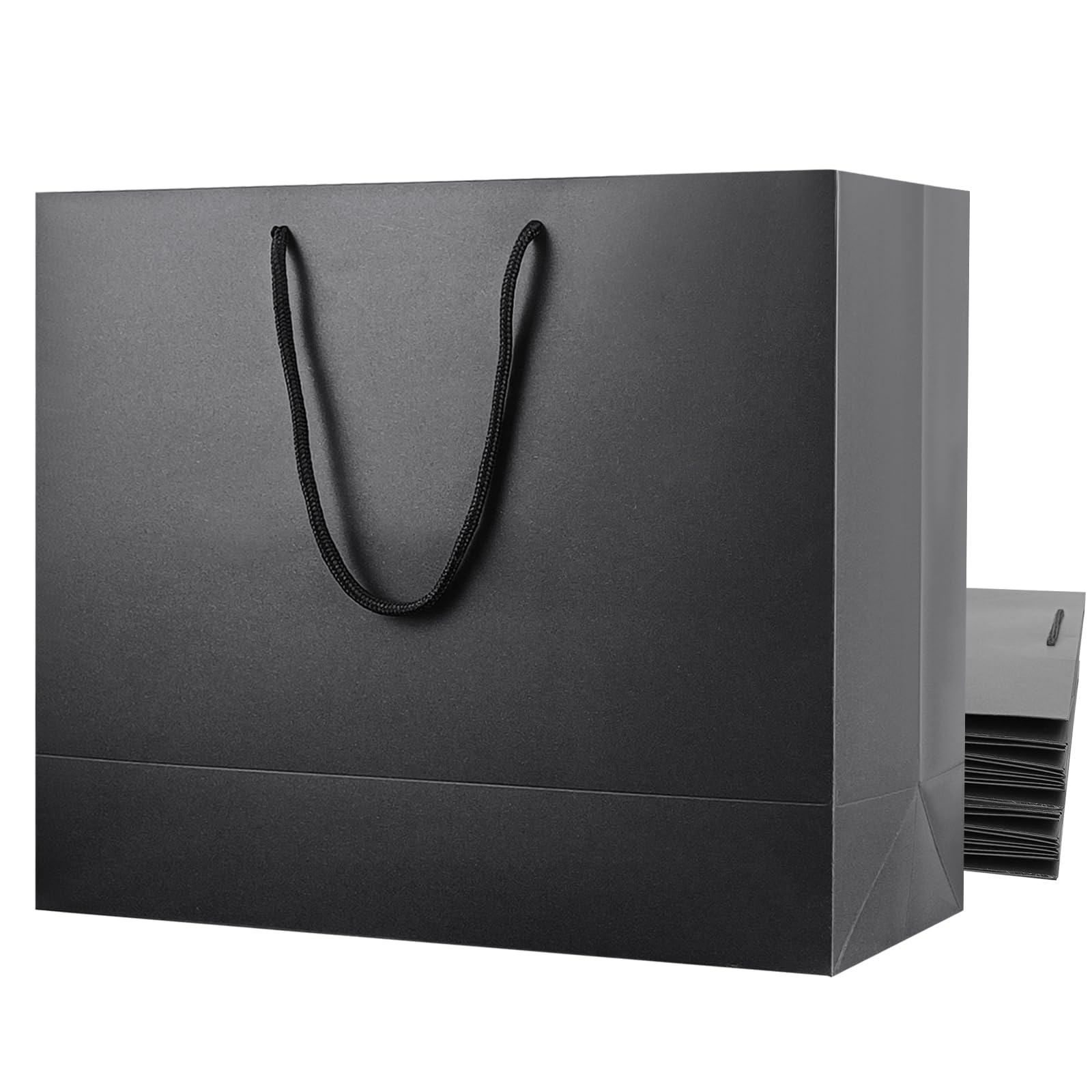 Xloey Large Black Gift Bags,6Pcs 17"x5.5"x12.6" Black Gift Bag with Handles — image 1