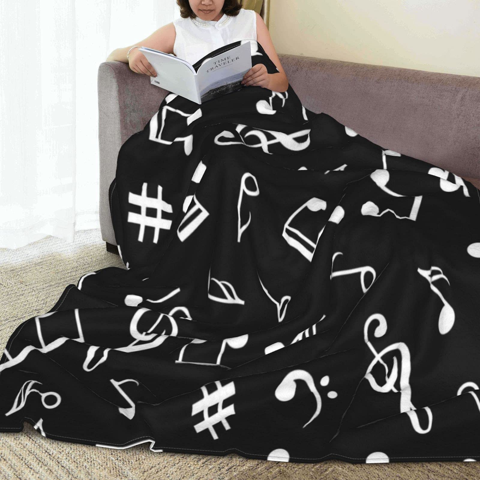 Abstrakte Musiknote Decke – Flanell-Fleece, 152x127 Cm, Für Couch, Bett, Büro, Allwetter-Decke