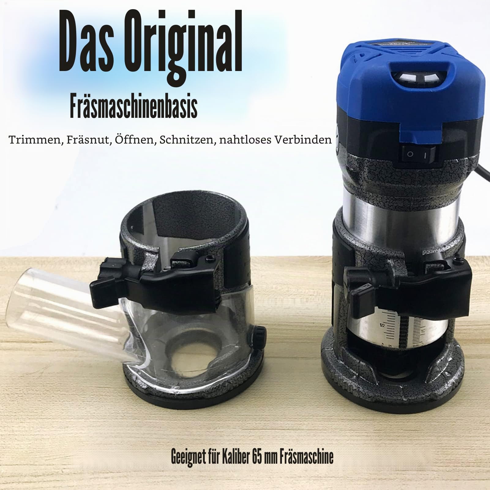 Trimmmaschinenbasis, Tauchfräserbasis aus Aluminiumlegierung Trimmmaschinenbasis mit Schwarzem und Transparentem Kunststoffstaub, Büro-Klebebandspender