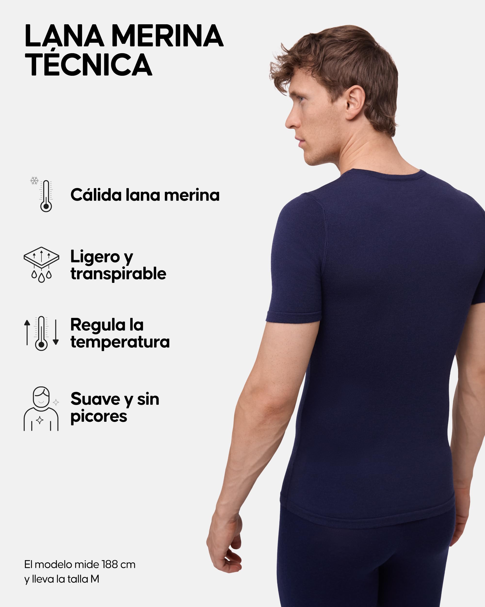 DANISH ENDURANCE Camiseta Térmica Hombre Manga Corta, Lana Merino | Camiseta Térmica de Lana Merino, Transpirable y Termorreguladora, sin Malos Olores, para Senderismo, Ciclismo y Aire Libre