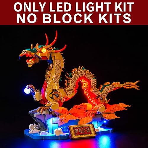 Miniatura 2 de Bourvill Luz LED para Lego 80112 Auspicious Dragon Set, versión clásica, iluminación de bloques de construcción, modelo compatible con Lego 80112