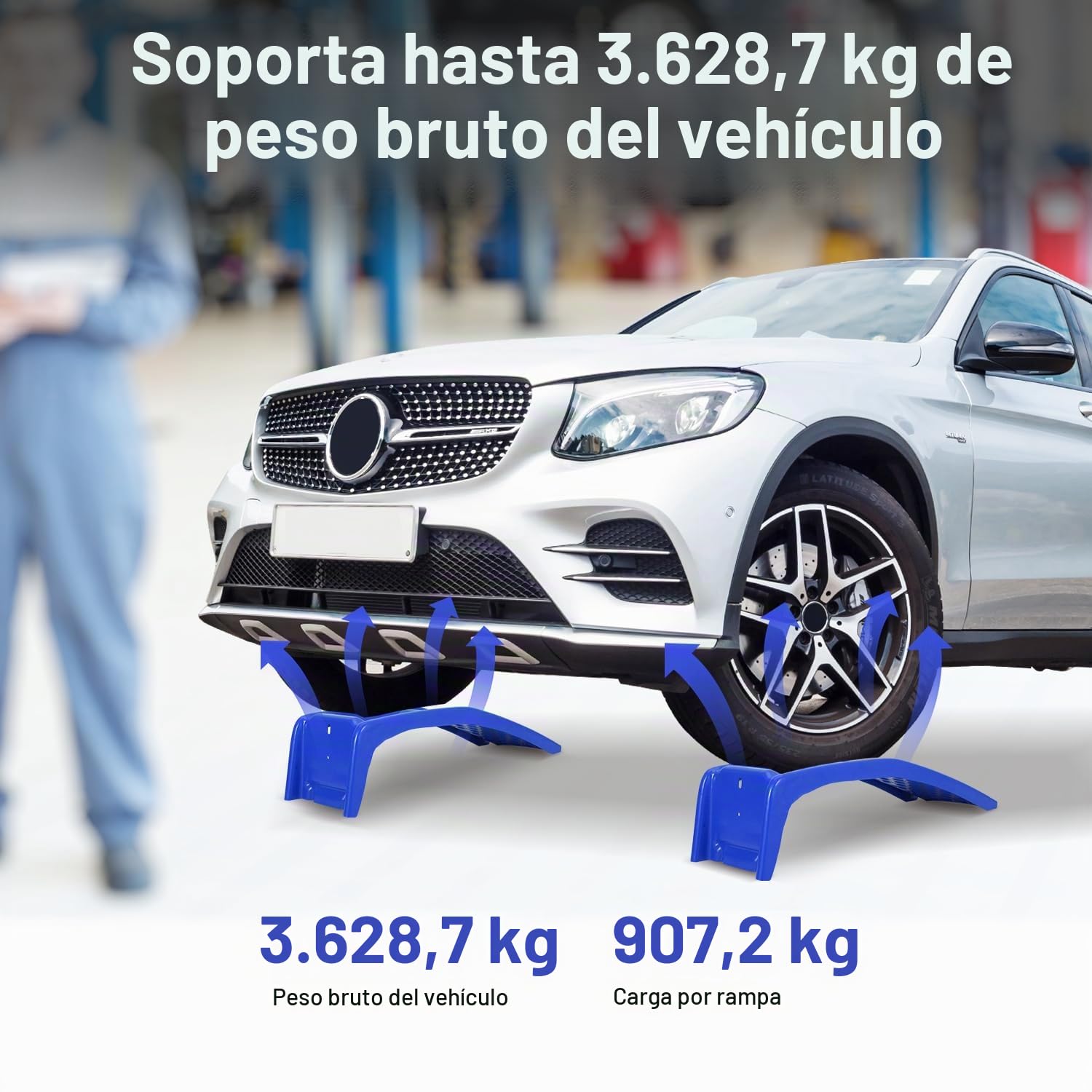 GarveeTech Juego de rampas para automóviles de Alta Resistencia, Capacidad de Carga de 8000 LB, rampas de Acero sólido, Paquete de 2, Altura máxima de elevación de 8 Pulgadas
