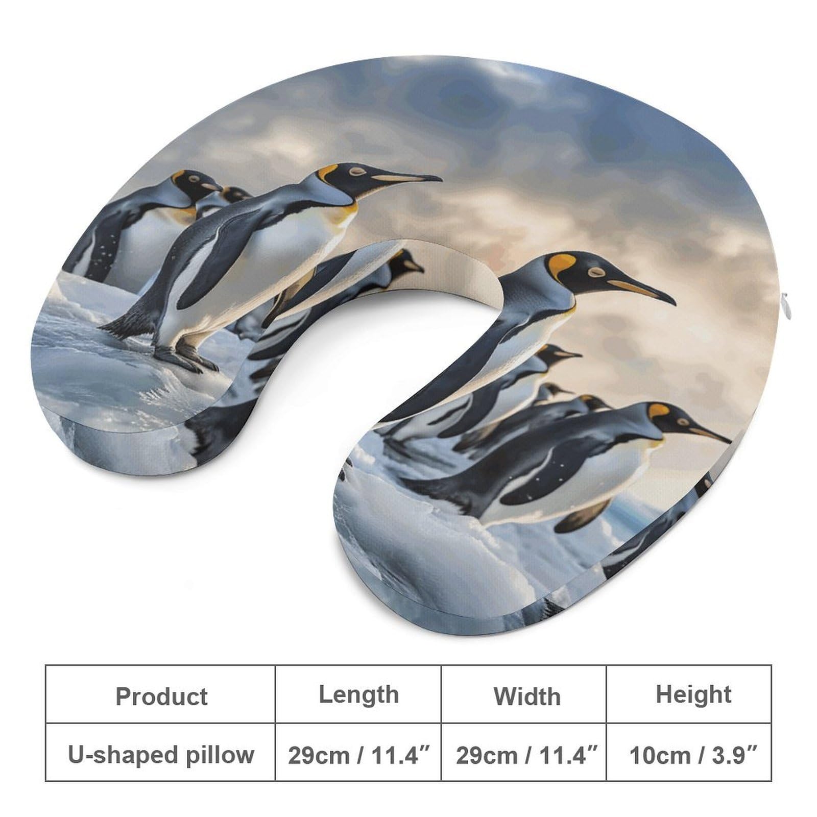 Almohada en forma de U de pingüino marino, núcleo de almohada de espuma viscoelástica, cojín, proporciona apoyo para el cuello, almohada de viaje, adecuada para aviones, coches, hogares y