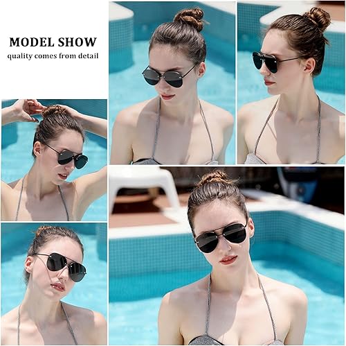Miniatura 4 de Gafas de sol retro sin montura para mujer, estilo aviador, gafas de sol clásicas de gran