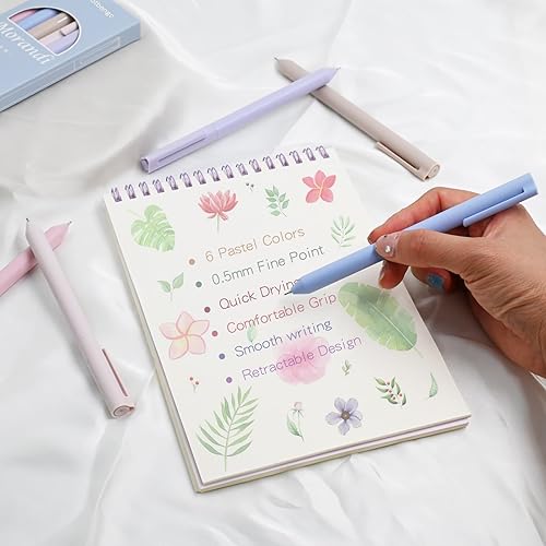 Miniatura 5 de Bolígrafos de gel de colores, 6 bolígrafos de tinta pastel, bolígrafos de color de punta fina, escritura suave para diario, tomar notas, bolígrafos
