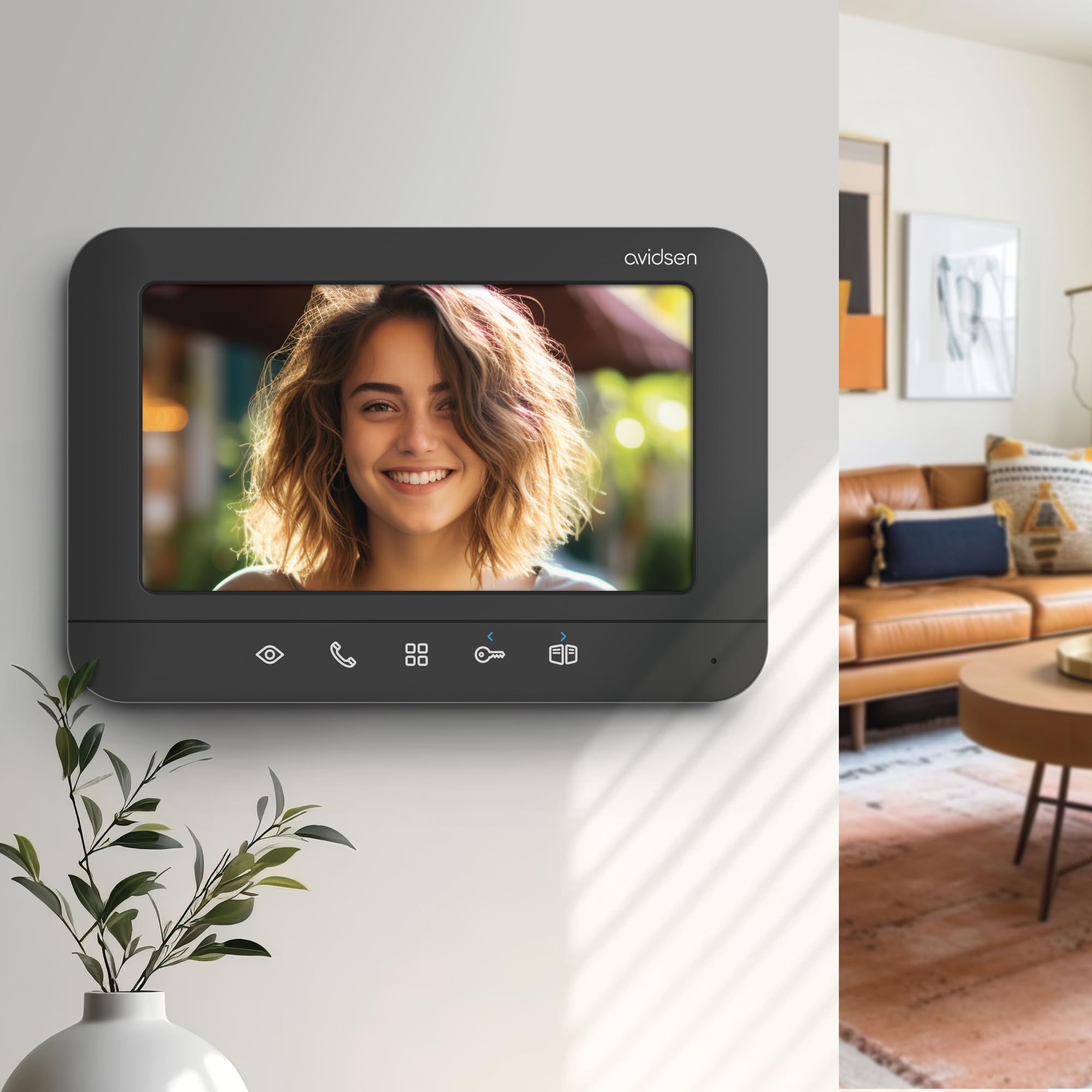 Avidsen Video-Türsprechanlage, 2-Draht Gegensprechanlage, 7 Zoll | 100 m, 800×480, 100° Kamera, Polarity Protect, IP44, Nachtansicht, 6 Klingeltöne