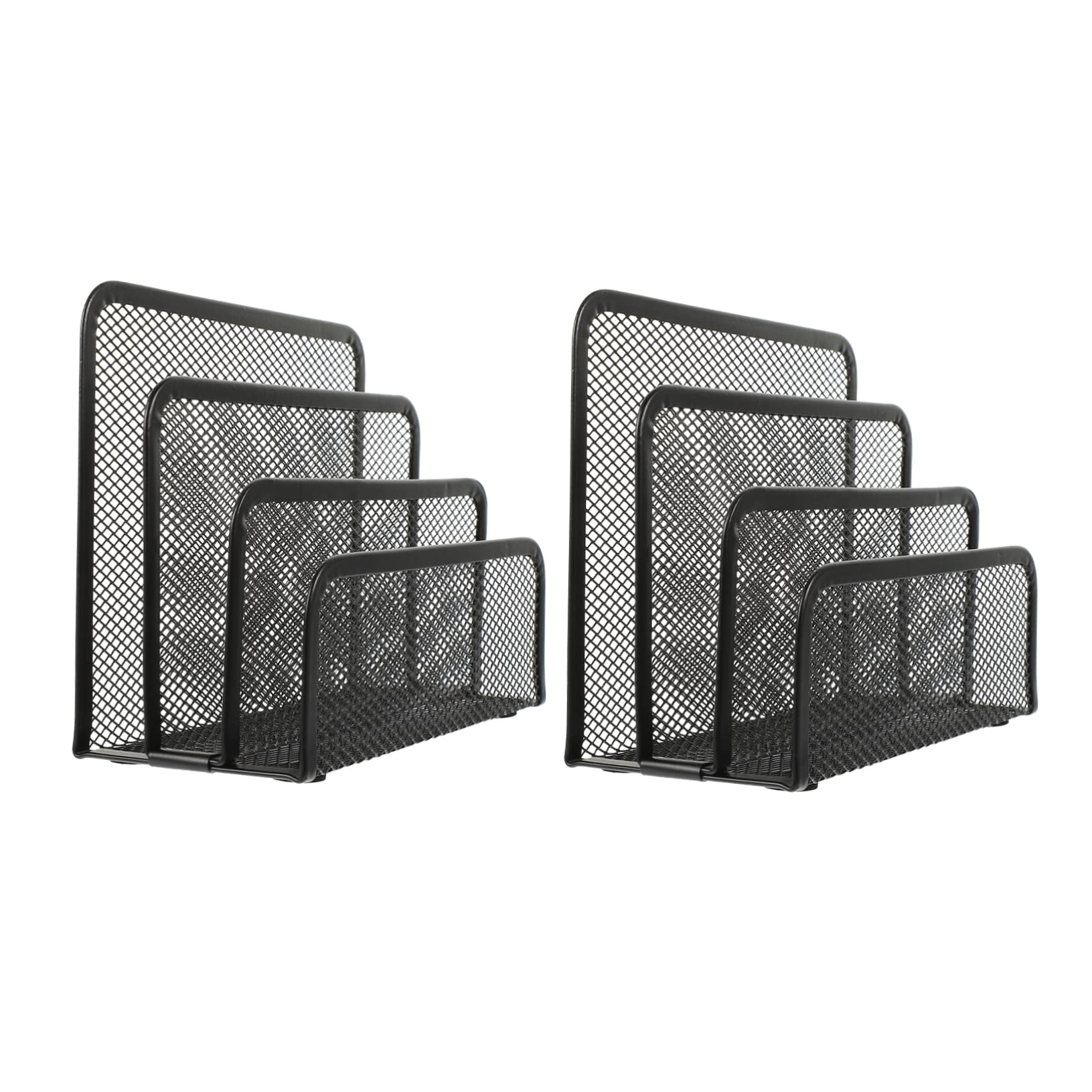 KICHOUSE 2Pcs Iron File Holders for Desktop Organization Multi File Storage Racks Mesh Design Books and Magazines
