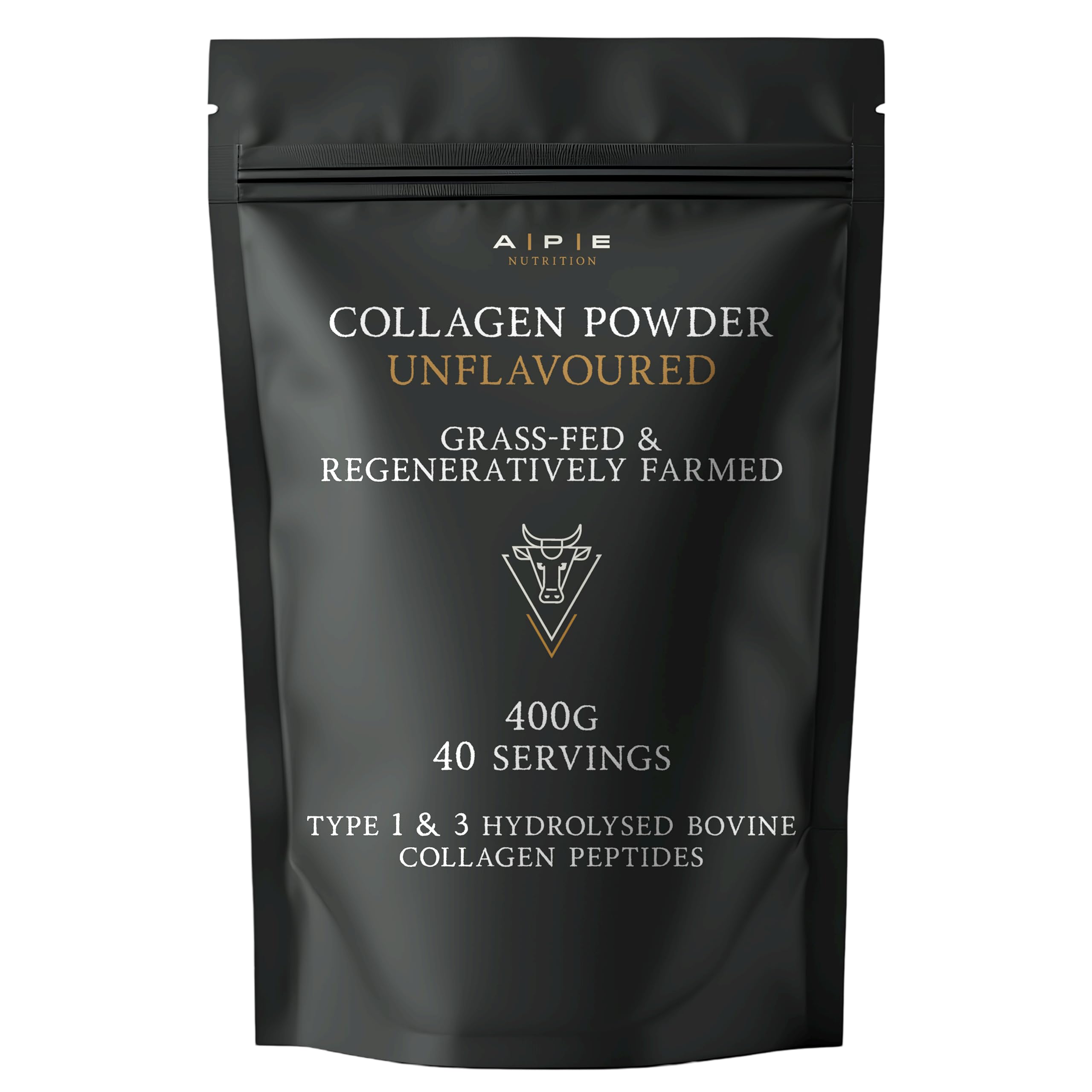 APE Nutrition Collagen Powder Peptides 400g | 100% Grass-Fed Unflavoured Bovine | 40 Servings | Type 1 & 3 Ancestral High Protein Premium Supplement | for Women & Men Hair, Skin, Muscle & Nail Health