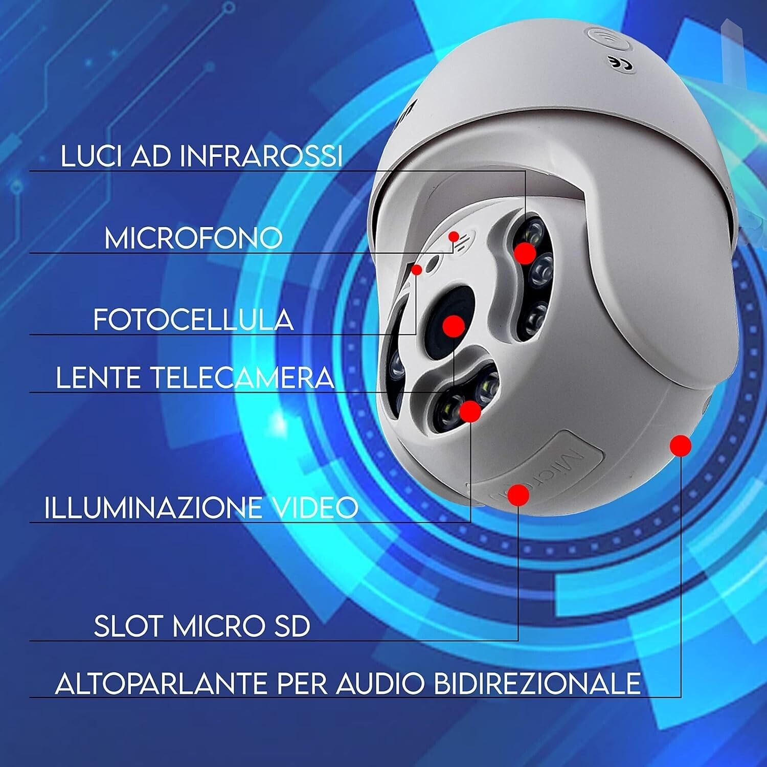 Dopa Dopastore Telecamera di Sorveglianza App YOOSEE Connessione Wifi Audio Bidirezionale FULL HD 1080P SD CARD Videosorveglianza con Sensore di Movimento per Esterni IP66