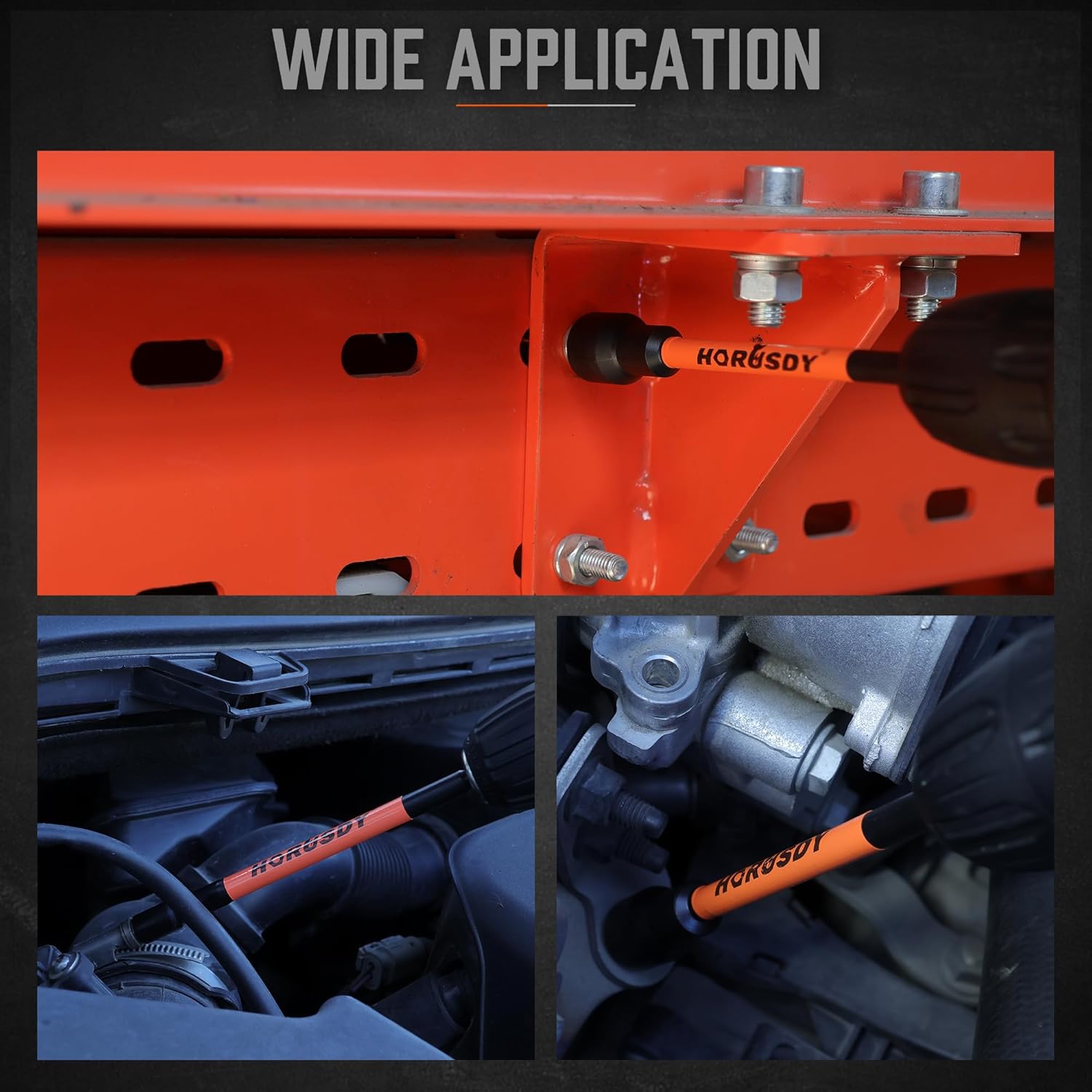 HORUSDY 18Pcs Nut Driver Set SAE and Metric, Impact Magnetic Nut Driver for impact drill, 6 Inch Extra Long Nut Drivers, Cr-V Steel 1/4" Hex Shank Quick Change, with Storage Case - Image 8