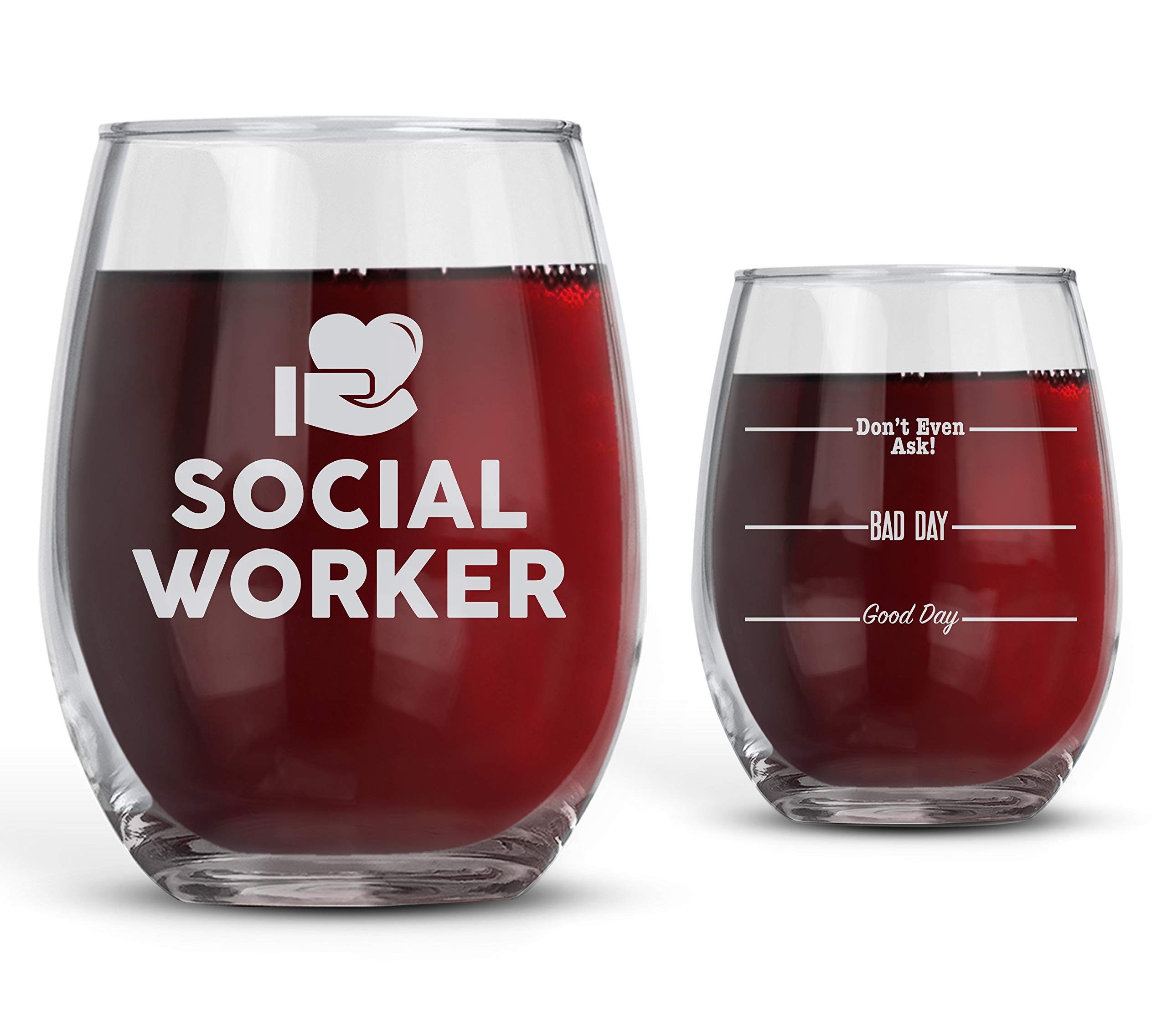 Bad Bananas Social Worker Gifts for Women - 21 oz Stemless Wine Glass