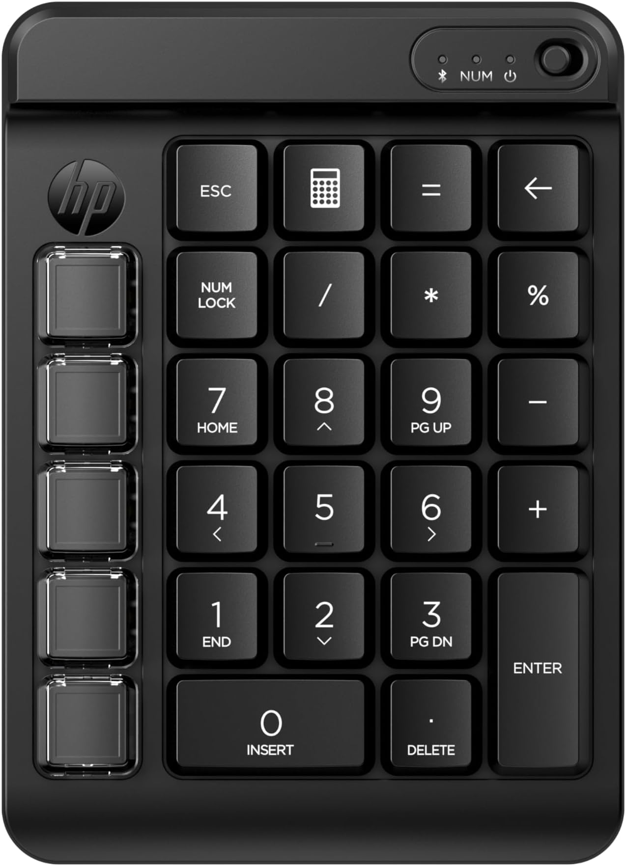 HP 430 Programmable Wireless Keypad | Compatible with Chrome, PC or Mac | Bluetooth | Mechanical Keys | Swappable Keycaps | 9 Programmable Keys | Spill Resistant | Up to 24 Months Battery | Black