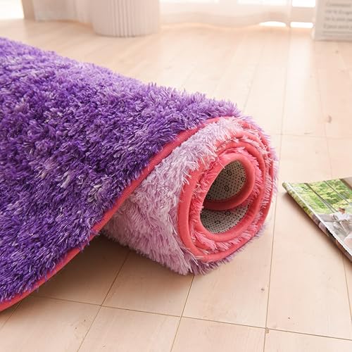 Miniatura 8 de A Nice Night Alfombra de Área de Piel Sintética Peluda y Esponjosa, Estampado de Estrella con Purpurina Tie Dye Rosa-Púrpura, Suave, Alfombras