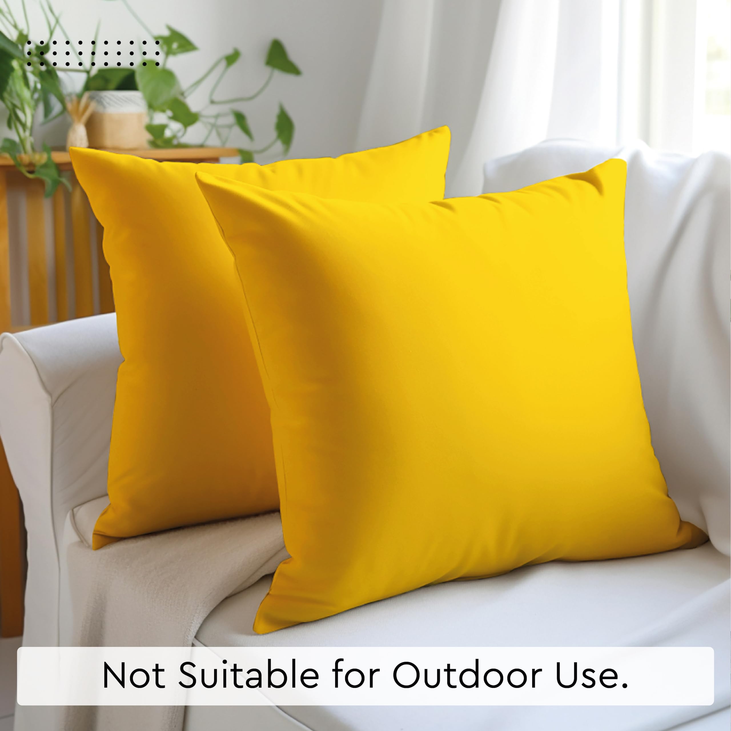SuxuMhao 2 Baumwoll-Leinen Kissenbezüge 55x55cm - Einfarbige Kissenhüllen In Gelb