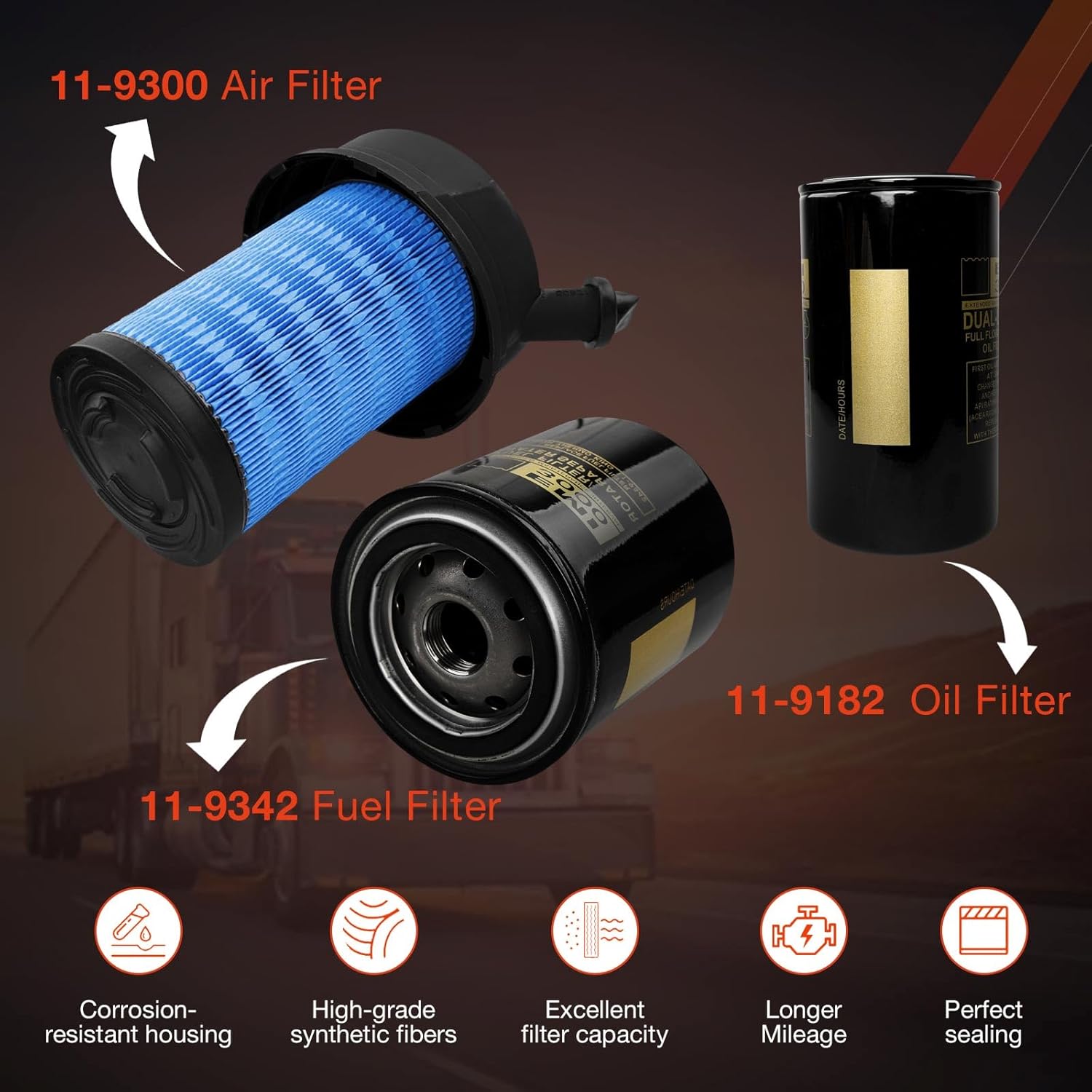 Oil Fuel Air Filter Maintenance Replacement Set for Thermo King SB190 SB210 SB230 SB300 SB330,Replaces#11-9300 11-9182 11-9342