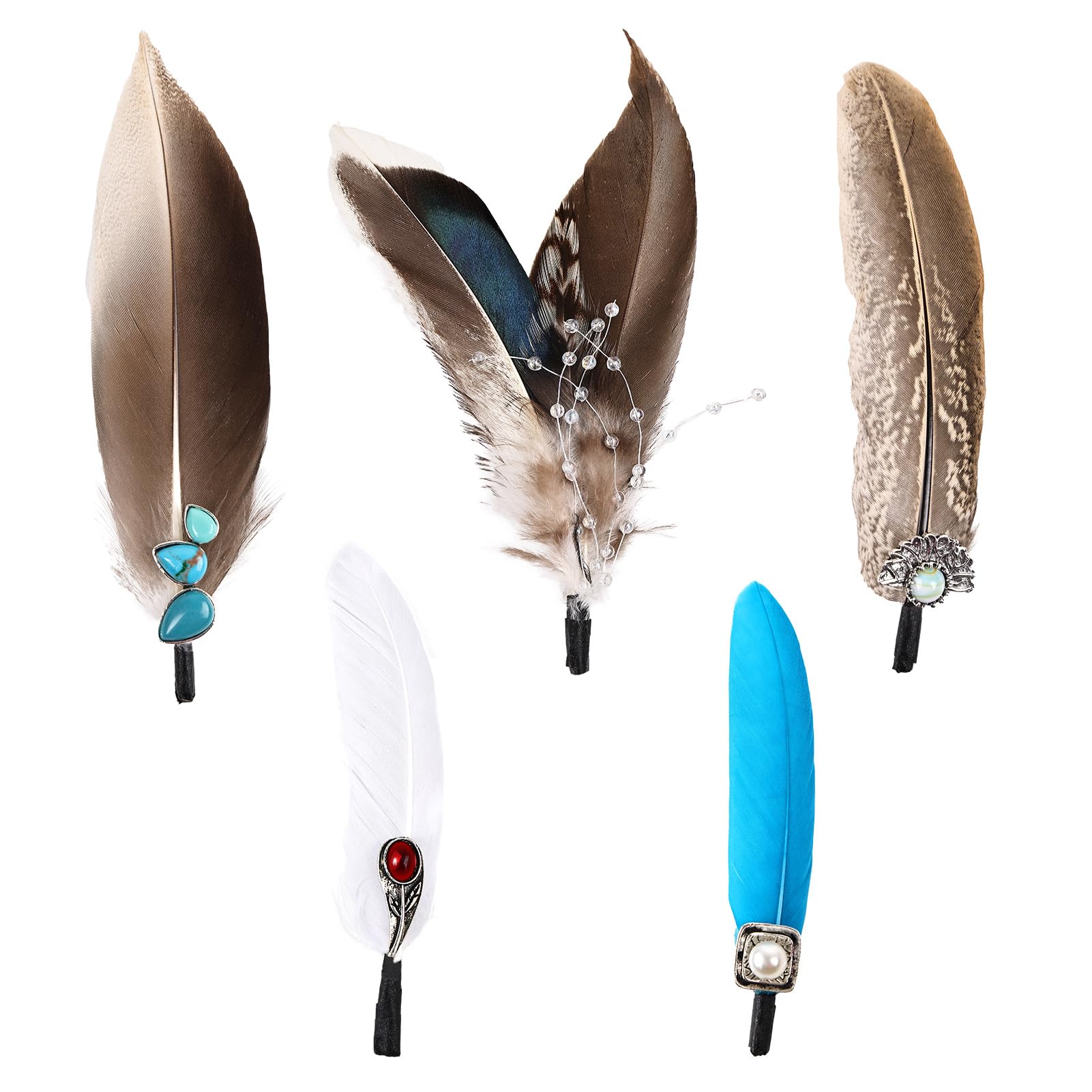 Photo 1 of *****ONLY 3 FEATHERS****Naplings Hat Feathers – 5 Pcs Genuine Assorted Feathers for Fedora & Cowboy Hats, Easy Tuck-in Western Wear Decor for Music Festivals, Weddings & DIY Crafts