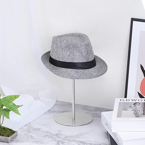 Miniatura 7 de uxcell Soporte de exhibición de sombrero de metal, paquete de 2 unidades ajustables para sombreros de mesa y soporte para peluca para gorra de