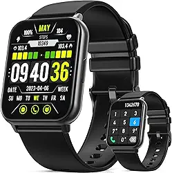 Hrich Smartwatch, Relógio Inteligente para Homens e Mulheres, com Notificacao de Mensagem e Atender Chamadas,Tela HD Touch1,91'',100+Vários Modos Esportivos, para Android/iOS