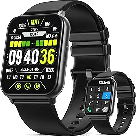 Hrich Smartwatch, Relógio Inteligente para Homens e Mulheres, com Notificacao de Mensagem e Atender Chamadas,Tela HD Touch1,91'',100+Vários Modos Esportivos, para Android/iOS