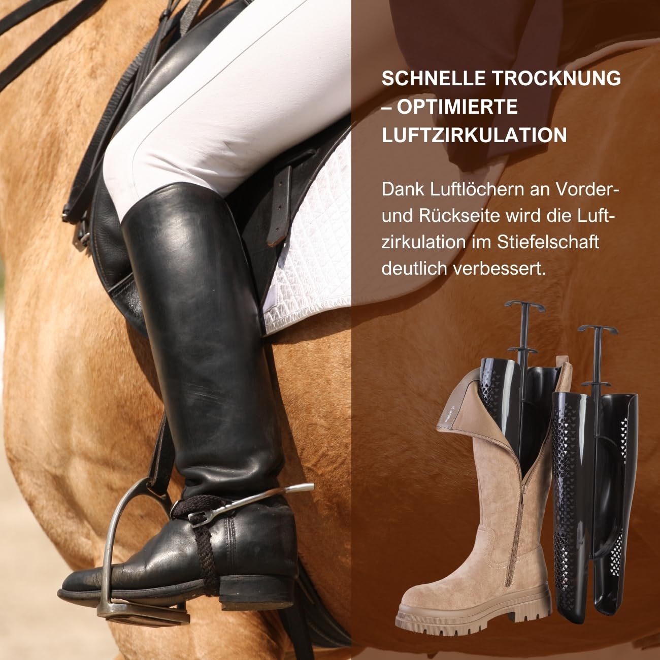 CC Universal Stiefel-Schuhspanner (1 Paar) aus 100% Rezyklat, hält den Stiefelschaft perfekt in Form, verhindert Knickfalten und Risse, Stiefelformer mit innovativer Automatik-Mechanik