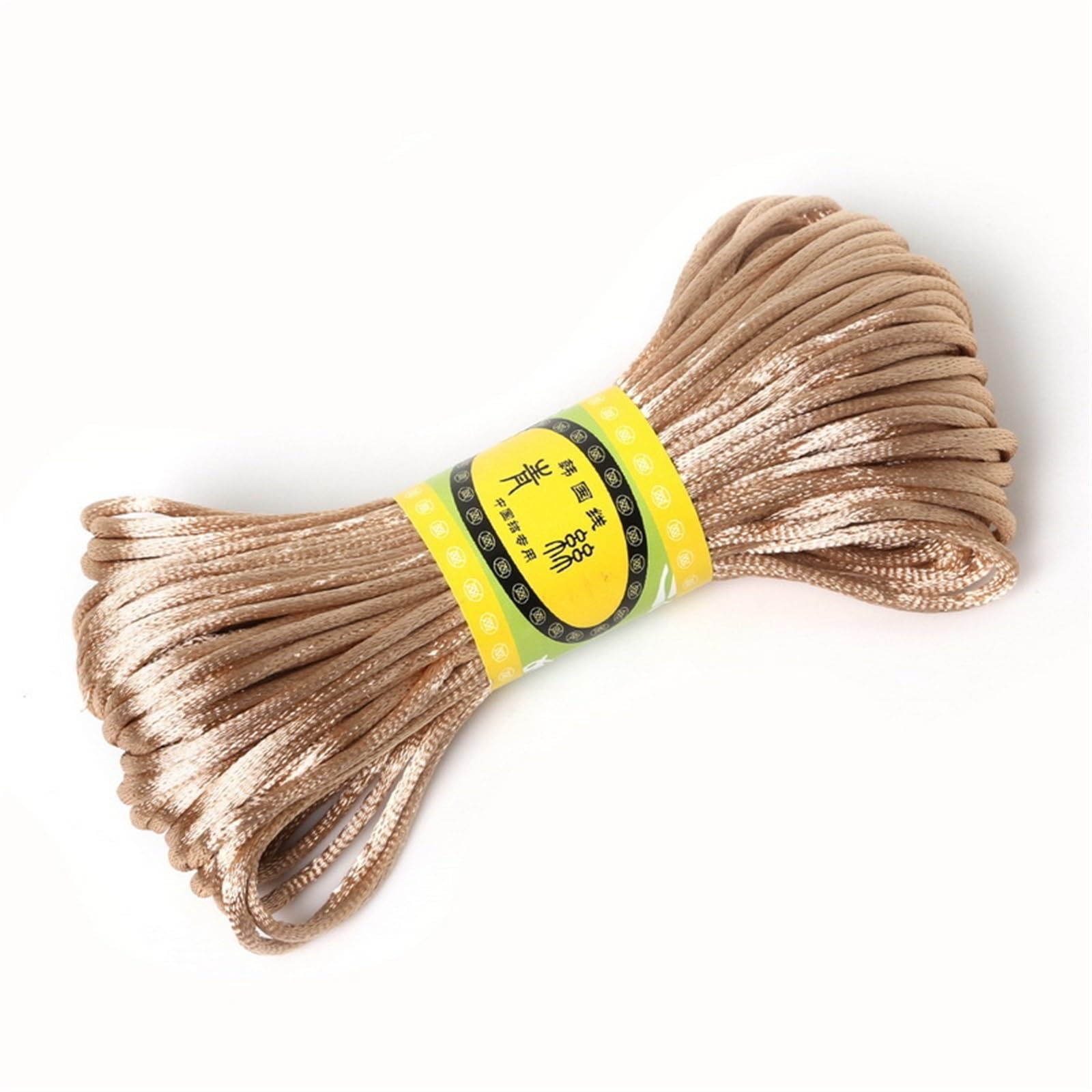 Nylon Cord Thread 10pcs 2.5mm 20Meters Soft Satin Rattail Silk Nylon Macrame Cord Kumihimo String for Making Bracelet, Necklace, Chinese Knot(Khaki)