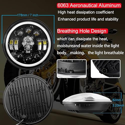 Miniatura 6 de Beiguoo Faro LED redondo de 5 34 575 pulgadas faros LED para motocicleta compatible con Harley Harley Dyna Sportster Iron 883 Street Rod Street Bob