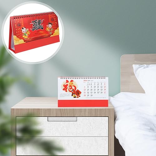 Miniatura 9 de NUOBESTY Calendario chino de escritorio 2024, calendario del año del dragón, calendario de escritorio chino lunar en espiral, calendario para