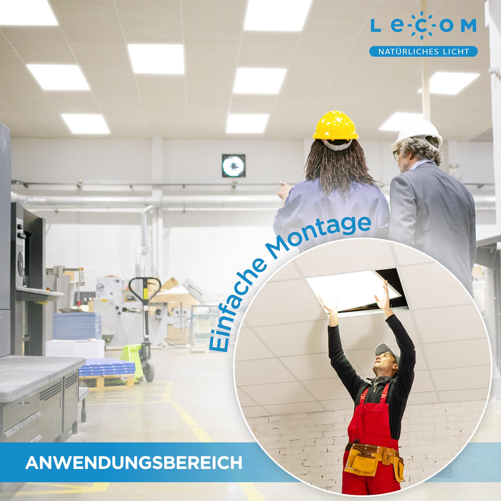 LECOM 2x LED Panel 62x62 Neutralweiß 4000K 4000lm Flach Aufbau mit Rahmen | LED Deckenleuchte mit gleichmäßiger Lichtverteilung. Mit Aufbaurahmen ideal für Küche, Wohnzimmer, Flur, Büro, Arbeitsraum.