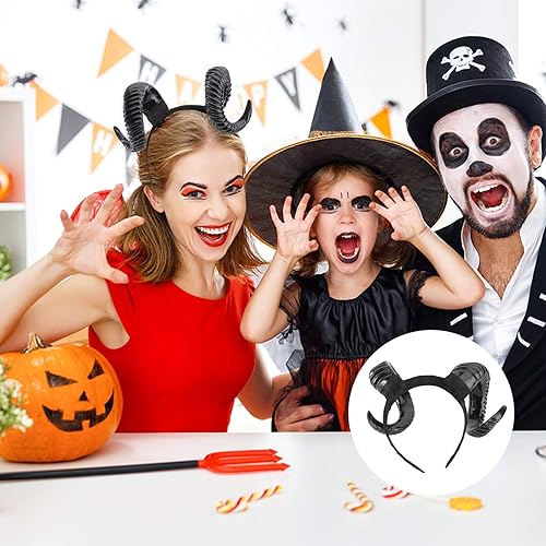 Miniatura 7 de Beaupretty - Diadema gótica de cuerno de ovejas para disfraz de Halloween