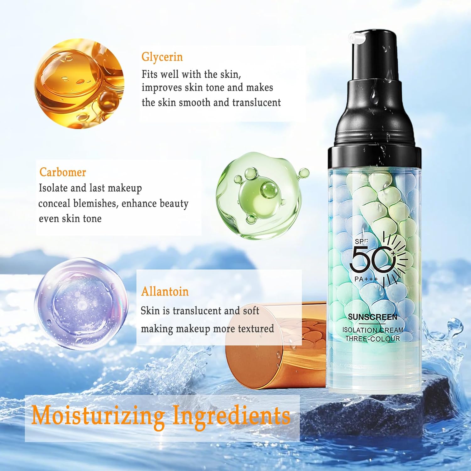 3 In 1 Makeup Primer for Face,SPF 50,Primer for Face Before Makeup,One Step Color Corrector,Sunscreen Makeup Primer,Neutralizes Redness,Skin Tone Even,Summer Oil Control Moisturizing Makeup Base