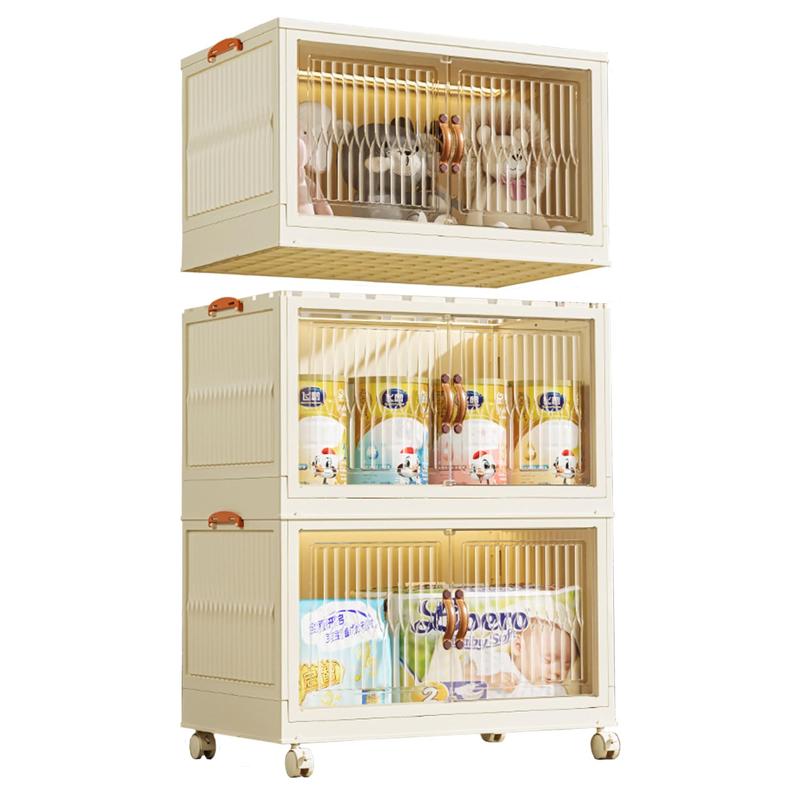 Boîte de rangement en plastique PP empilable 55 cm avec porte magnétique