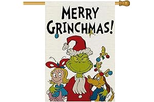 Christmas House Flags 28x40 Double Sided Merry Grinchmas Green Burlap Yard Flags for Farmhouse Decor