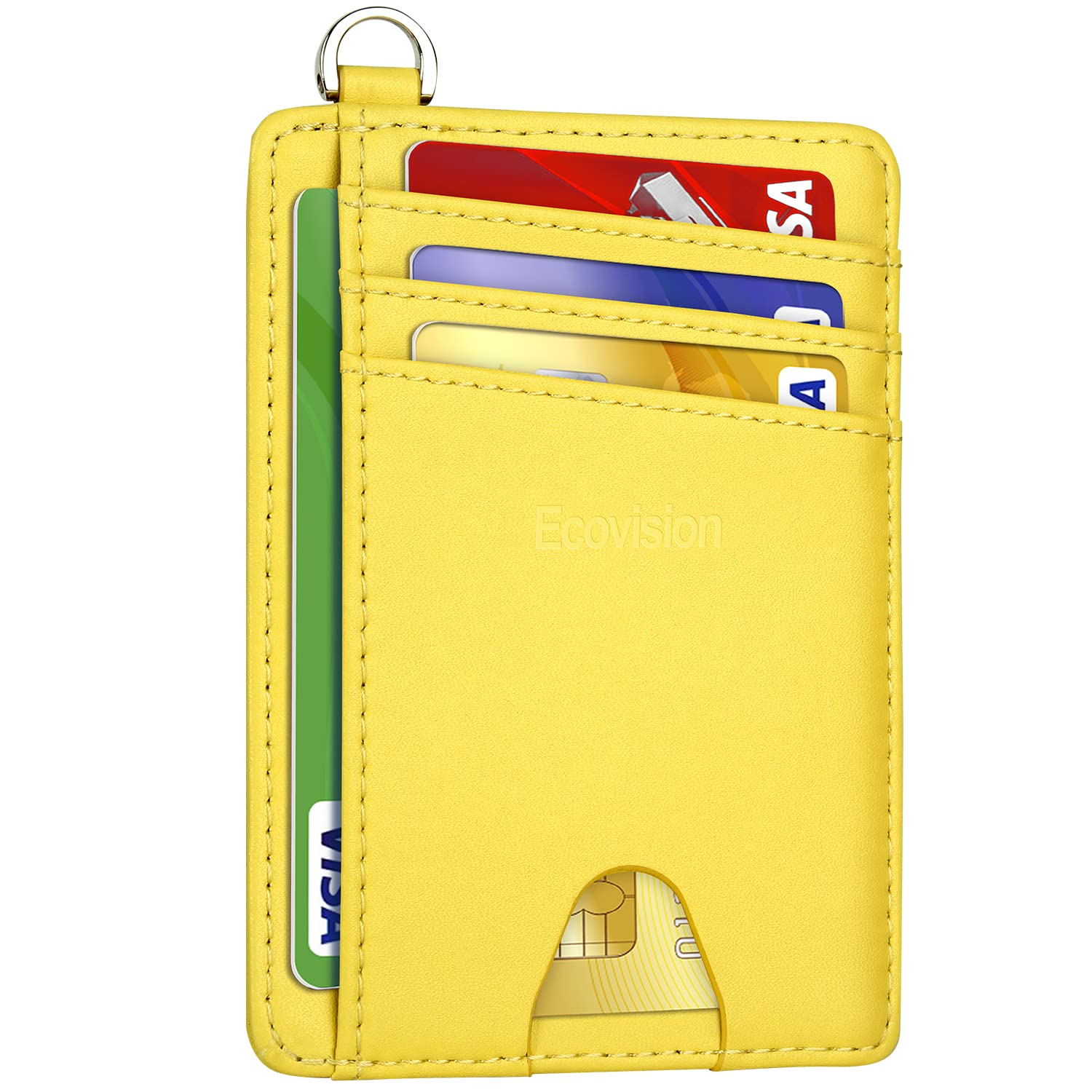 Slim Minimalist Front Pocket Wallet, RFID Blocking Credit Card Holder Wallet with Detachable D-Shackle for Men Women