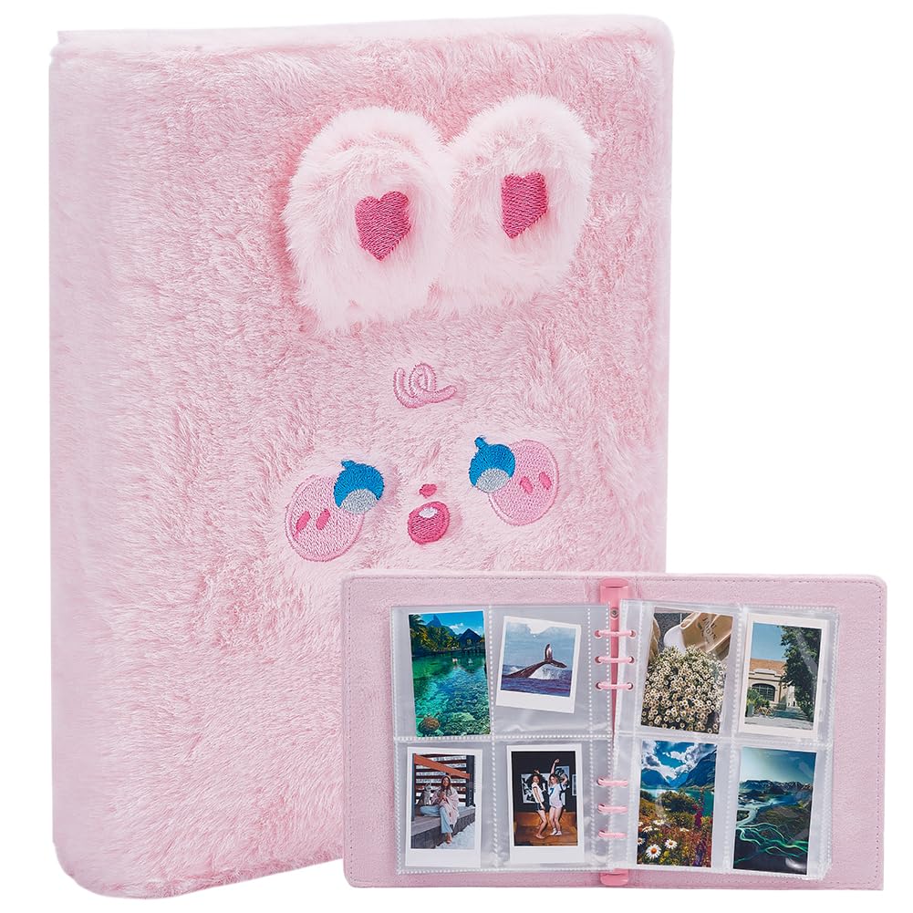 Album photo lapin rose en peluche - 320 pochettes 5x7 cm