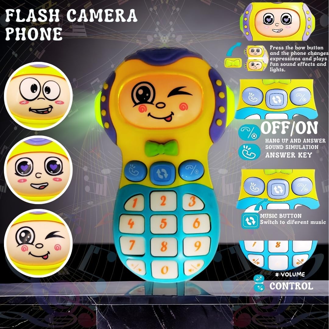 PLUSPOINT Baby Telephone Toy for 1-3 Year Olds with Light & Music - Role-Play Fun & Learning Toy Phone for 6-36 Months Toddlers,Multicolour 1