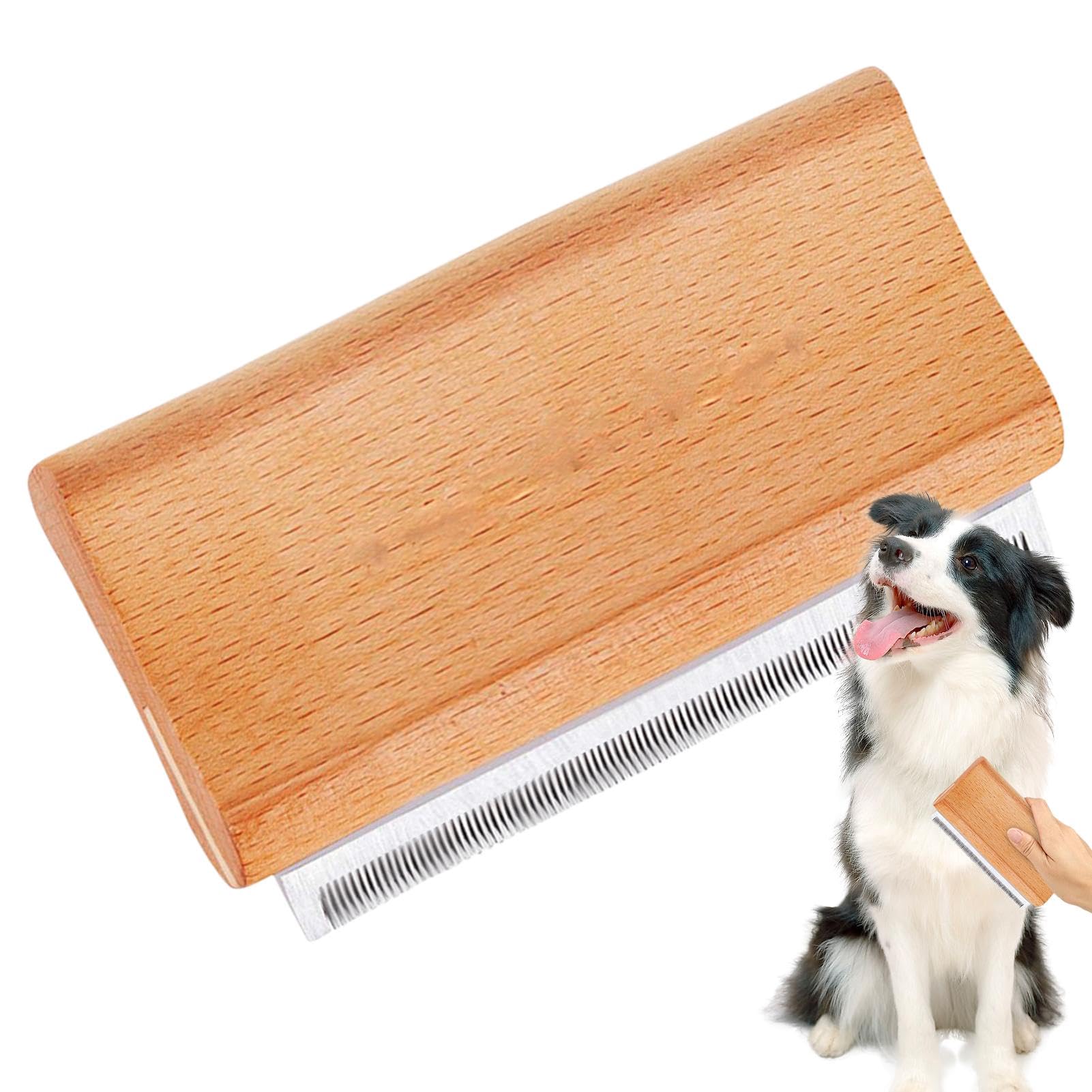 Mr Waggy Tails Deshedding Brush, Wood Pet Grooming Brush, Shedding Tool For Cats And Dog, Dog Undercoat Shedding Brush For Long& Short Hair, Pet Hair Removal Brush Tool