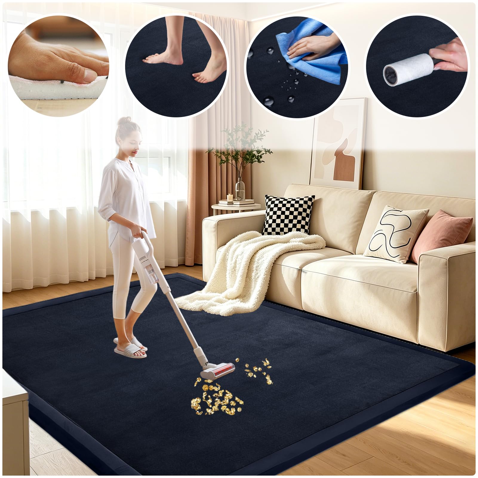 Baby Krabbelmatte Krabbeldecke 2cm Dicke Schaumstoff Spielmatte, Teppich Kinderzimmer Laufstall weich gepolstert mit Rutschfester für Neugeborene 90 x 120 cm