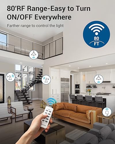 Miniatura 4 de DEWENWILS Enchufe de bombilla de control remoto, kit de interruptor de enchufe de luz inalámbrico, enchufe de luz remoto E26E27 base para lámpara de