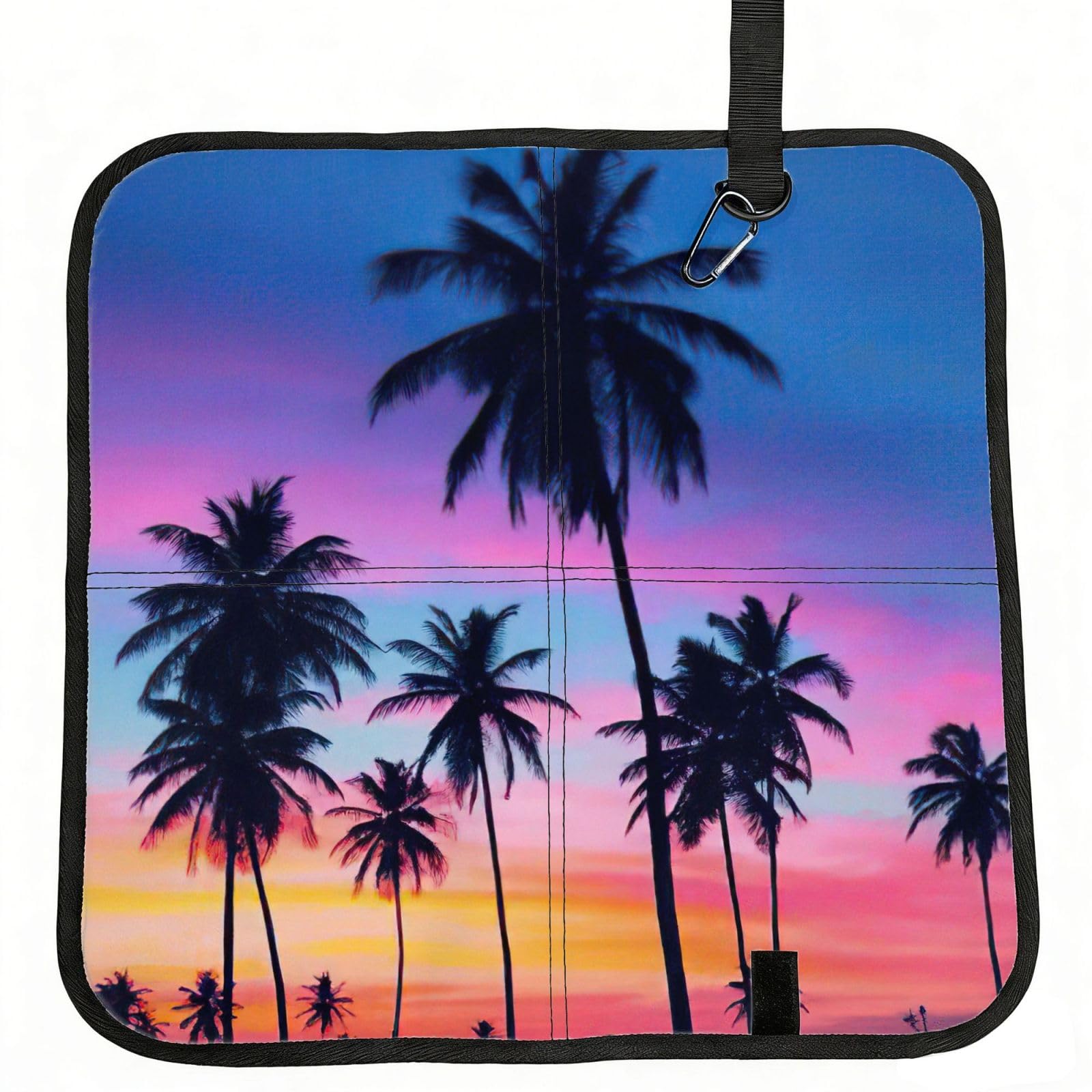 bghdfa Palm Trees Print Outdoor Sitting Mat Waterproof Oxford Cloth Seat Cushion Folding Foam Camping Seat For Picnic